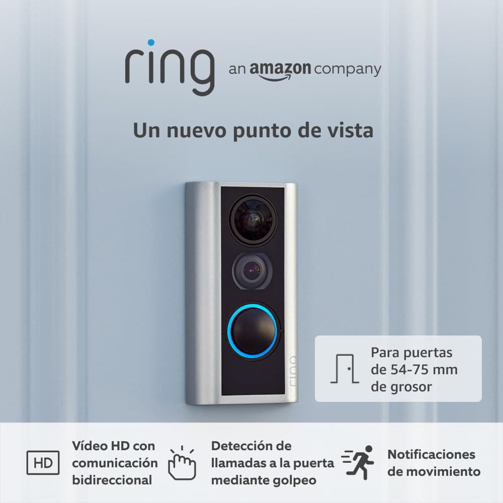 Ring mirilla digital (Door View Cam) para puertas de 54-75 mm de grosor (versión recomendada) | Timbre inalámbrico con camara de vigilancia, vídeo HD 1080p, wifi | 30 días gratis de Ring Home
