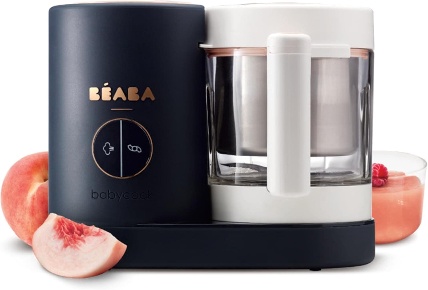 BÉABA Babycook Neo, Robot de cocina infantil, tritura, cocina y cuece al vapor, Rápido en 15 minutos, Recipiente de vidrio y cubeta de acero inoxidable, Para Bebés y Niños, Azul oscuro
