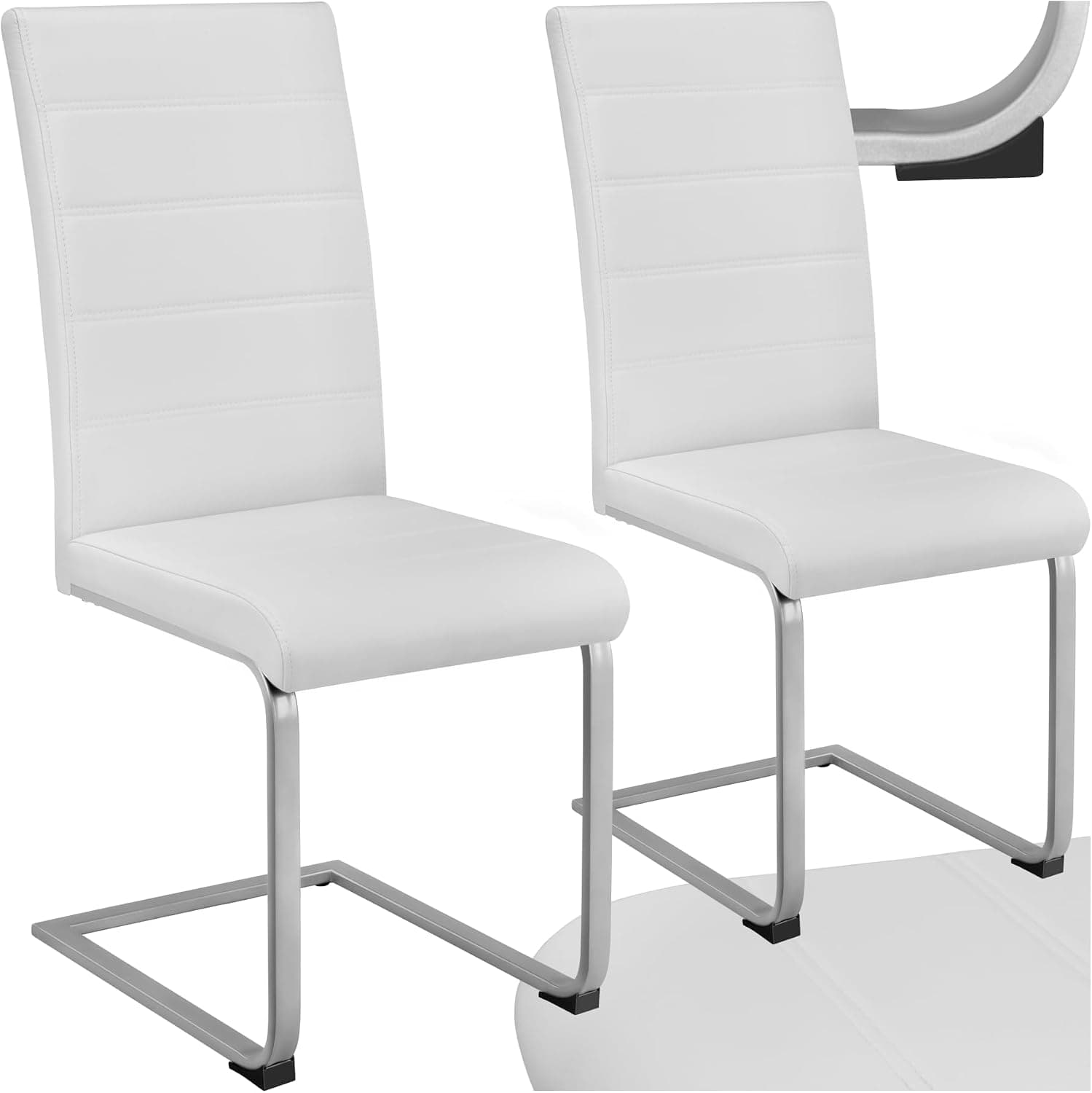 tectake® Sillas de Comedor Tapizadas, Acolchado 5 cm, Polipiel, 2 Unidades
