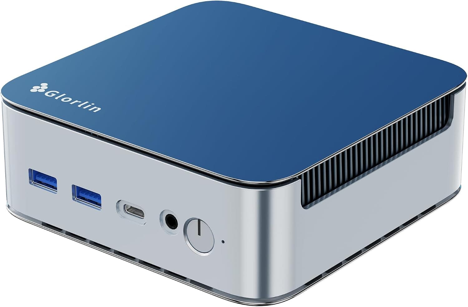 Glorlin Mini PC Ryzen 5 6600H (Beats 7430U/5825U), 16G LPDDR5 512G NVMe SSD, Mini Computadora de Escritorio con Pantalla Triple 4K, WiFi 6 BT5.3 Dual LAN