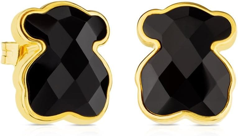 TOUS Pendientes con baño de oro 18 kt sobre plata y ónix facetado TOUS Color