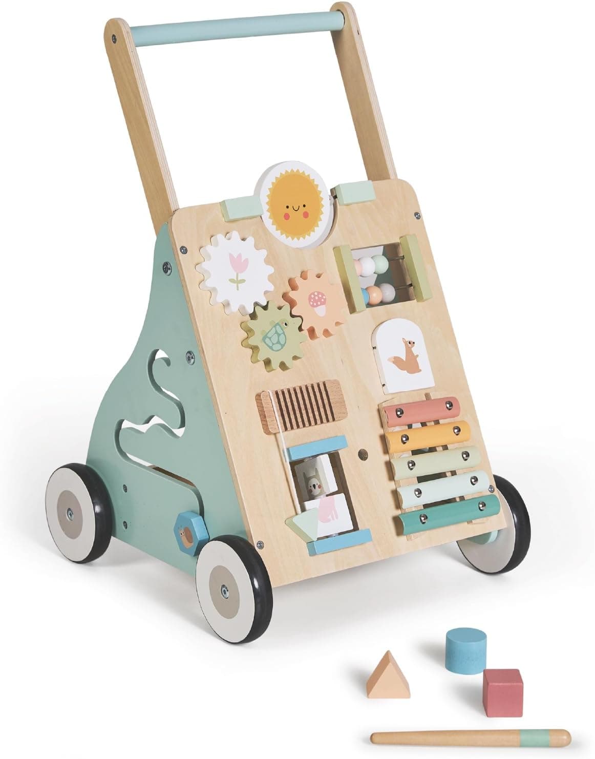 MS BabyWorld – Montessori Maxi – Andador de Madera para Bebé | Correpasillos con Juguetes y Actividades | Para Primeros Pasos | Desde +12 Meses