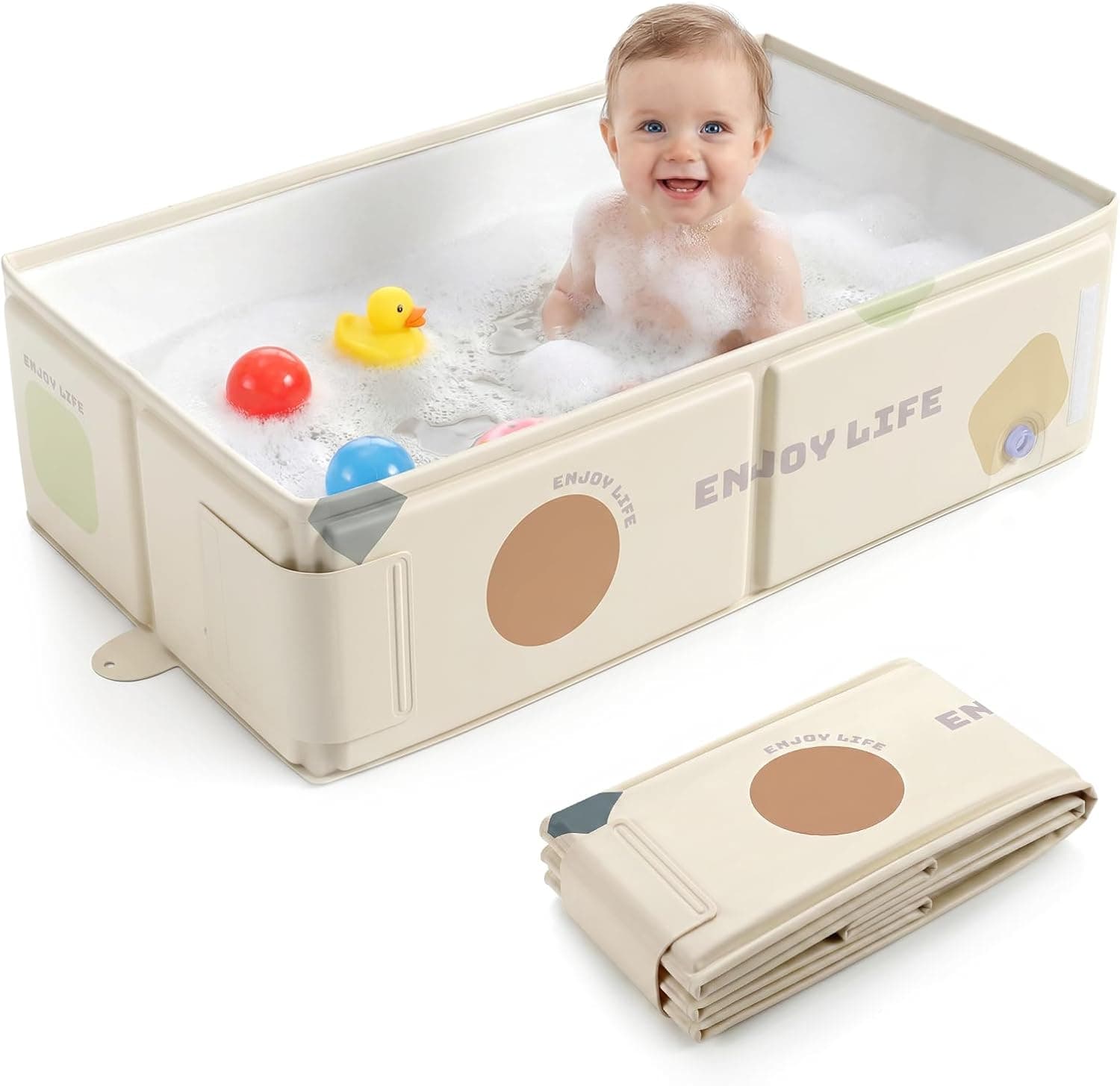 Orzbow Bañera Bebe Plegable con Pegatina de Temperatura, Blanco