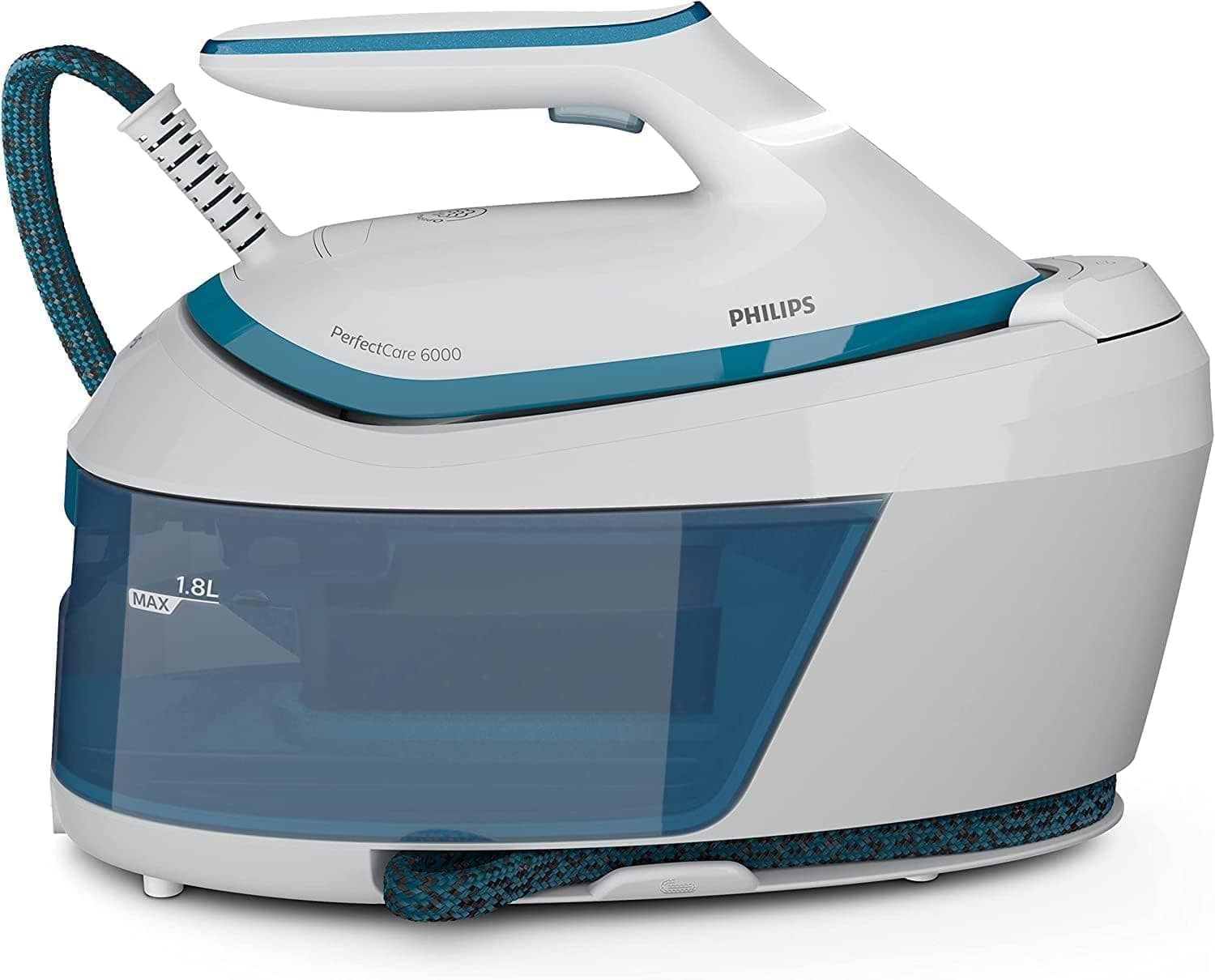 Philips 6000 Centro de Planchado OptimalTEMP, 6,5 bares, 1,8L, Blanco/Azul