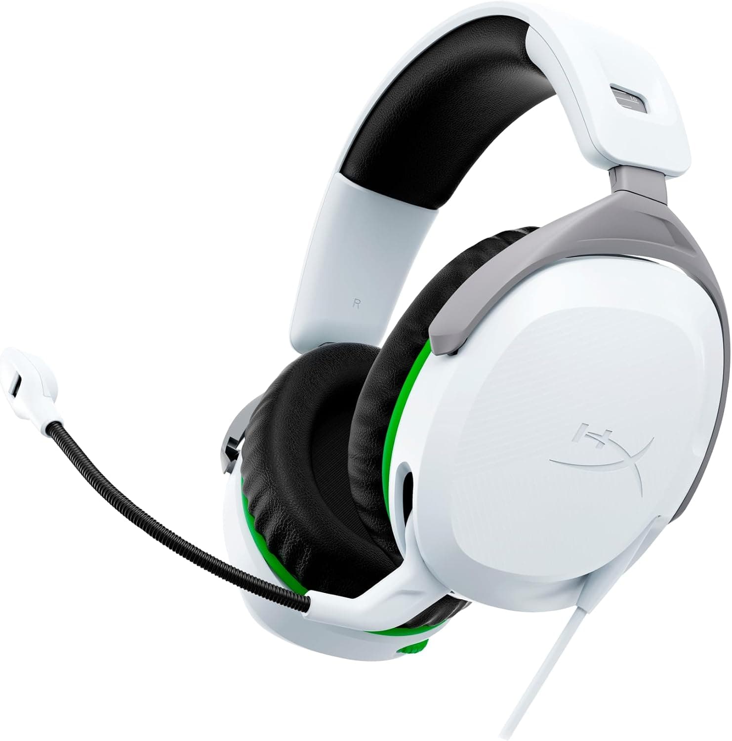 HyperX CloudX Stinger 2, Cascos gaming para Xbox One y Series X/S, Drivers de 50 mm y Audio Envolvente, Giro 90º, 3.5 mm, Micrófono con cancelación de ruido, Licencia Oficial Xbox - Blanco/Verde