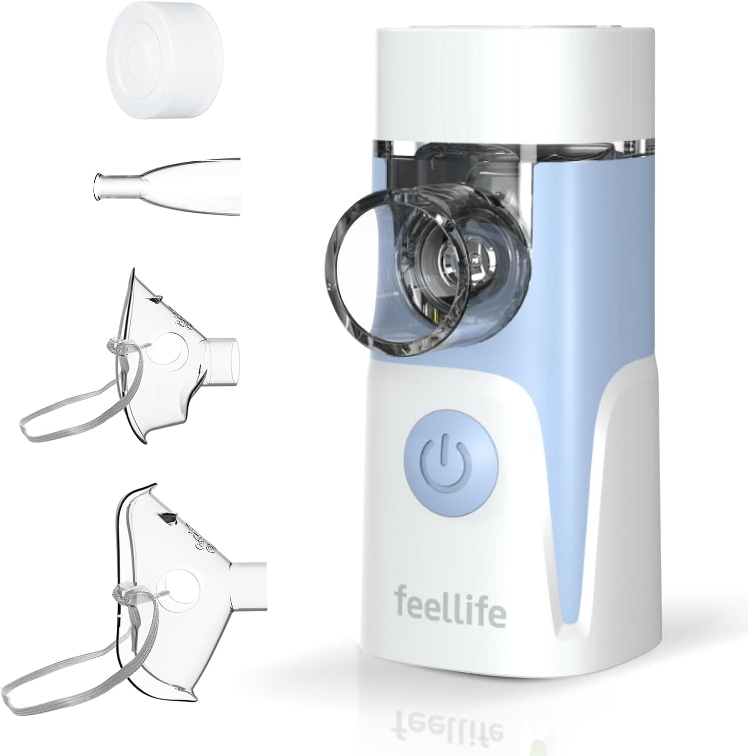 FEELLIFE Nebulizador Portatil para bebe y adultos Maquina De Aerosoles Inhalador, Para El Tratamiento De Tos, Asma, Enfermedades Respiratorias-Azul