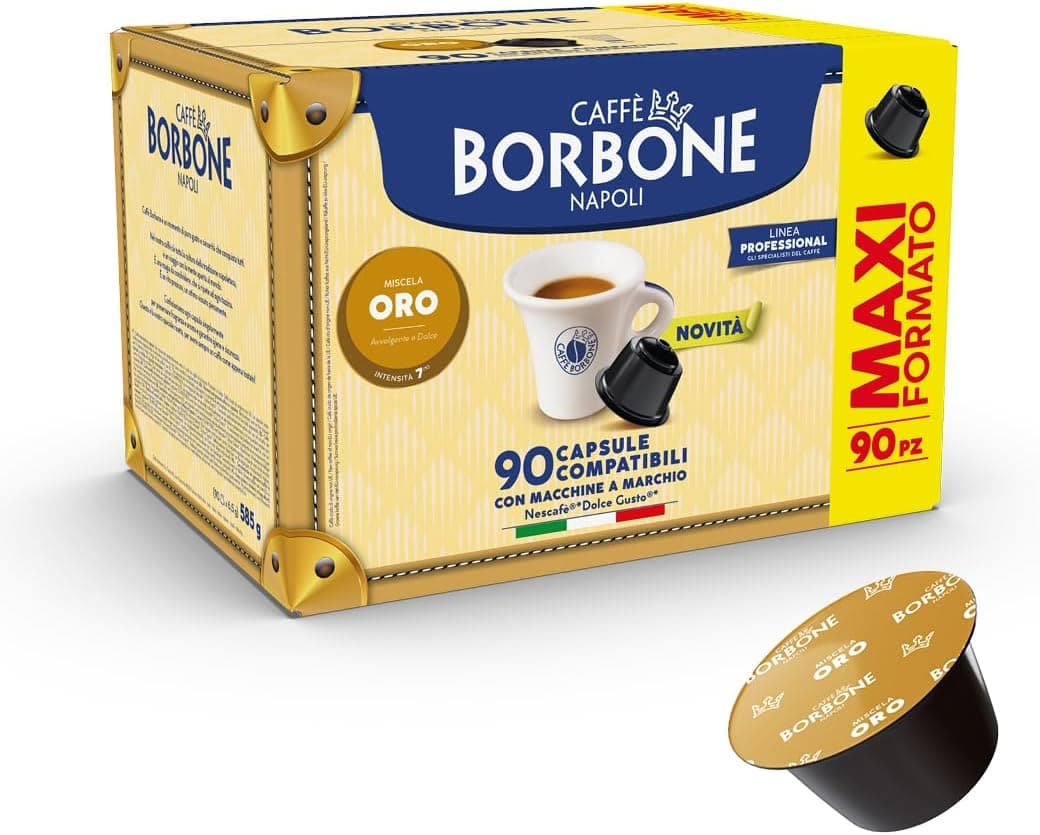 Caffè Borbone Mezcla de Café Oro - 90 Cápsulas - Compatibles con Máquinas de Café Nescafè®* Dolce Gusto®*