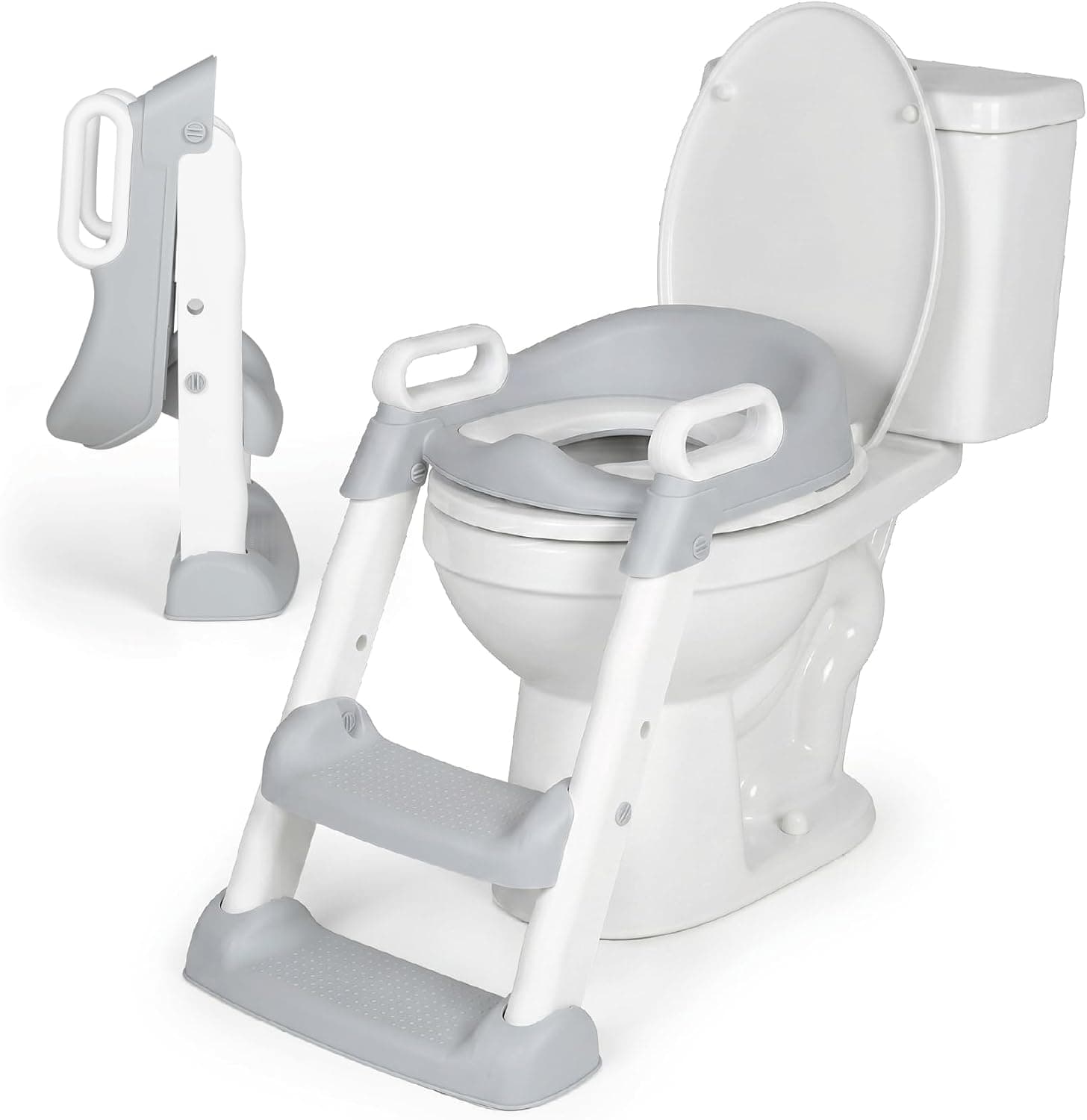MS BabyWorld – Adaptador WC con Escalera – Asiento Acolchado para Inodoro | Plegable y con Altura Ajustable | Con Asas y Base Antideslizante | De 1 a 7 Años