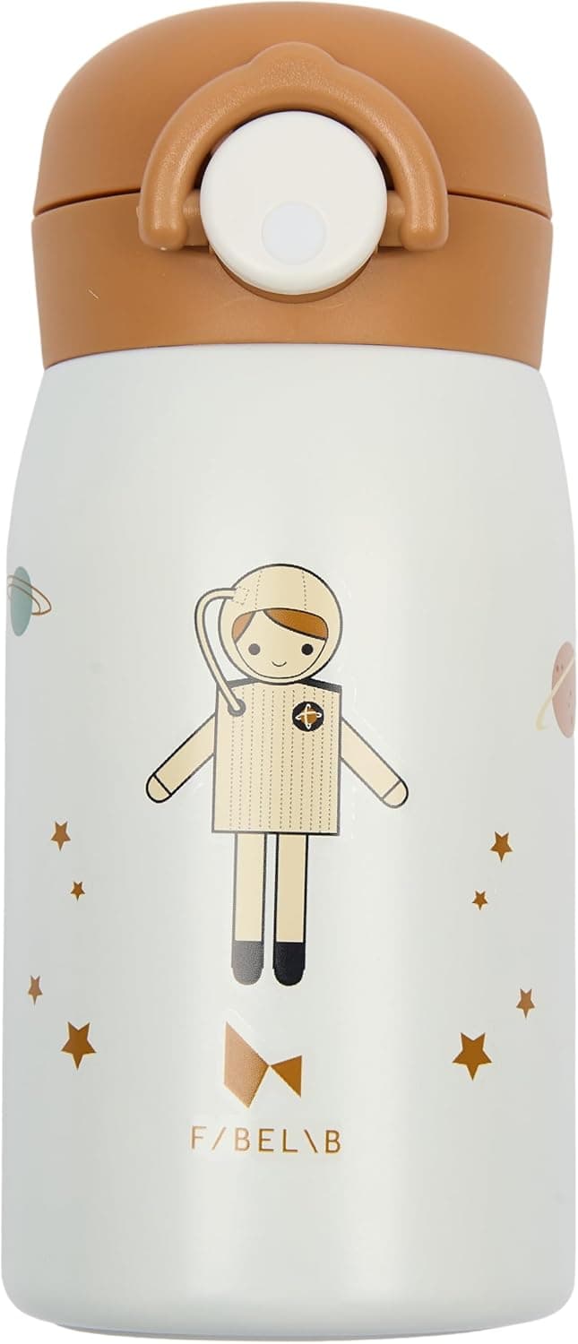 Fabelab Botella Niños 320 ml | Motivo Astronauta | Acero Inox Sin BPA | Escuela Sin Fugas | Botella de Agua