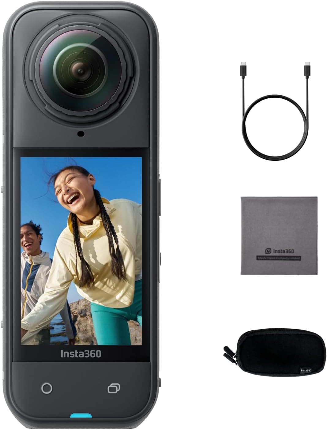 Insta360 X5 - Cámara 8K en 360° Sumergible, lider con Poca luz, selfiestick Invisible, Lente Dura y reemplazable, batería de 3h, antiviento Incorporado, estabilización, con un Chip IA de Tres Piezas