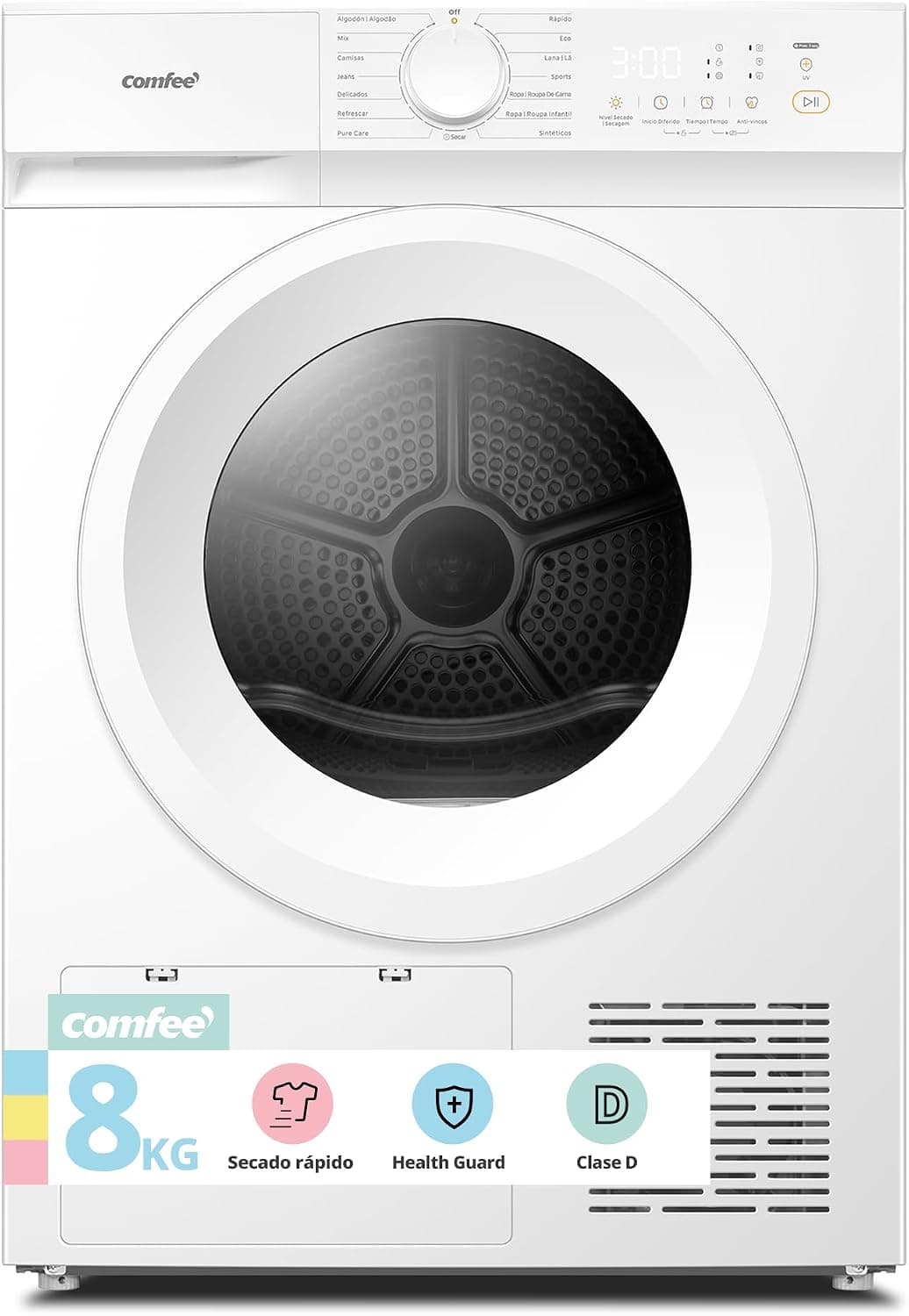 COMFEE' Secadora Bomba de Calor, 8KG, Clase D, Secado rápido, CD08EHP05W