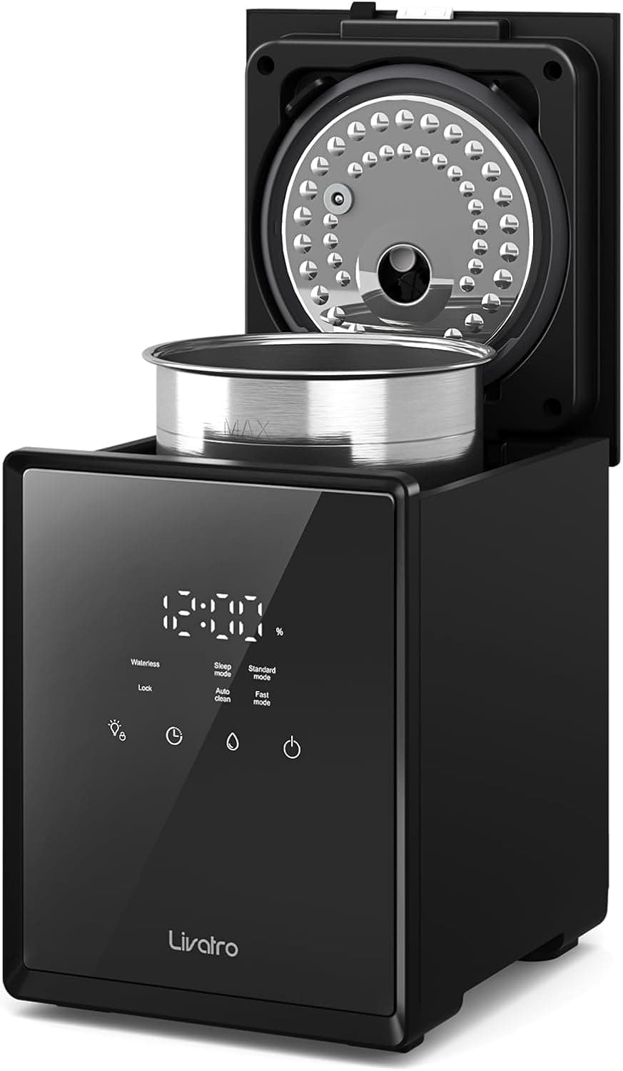 Humidificador de vapor caliente de acero inoxidable de 3 L con fácil limpieza y función de vapor cálido, humidificador saludable para dormitorio y sala de estar,Negro