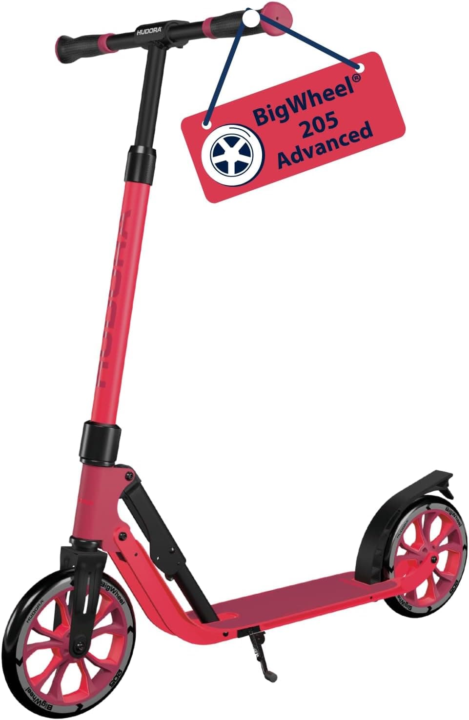 HUDORA BigWheel 205 Advanced Scooter - Patinete de Aluminio cómodo para hasta 100 kg - Patinete Plegable y Ajustable en Altura - Scooter para niños/Adolescentes y Adultos
