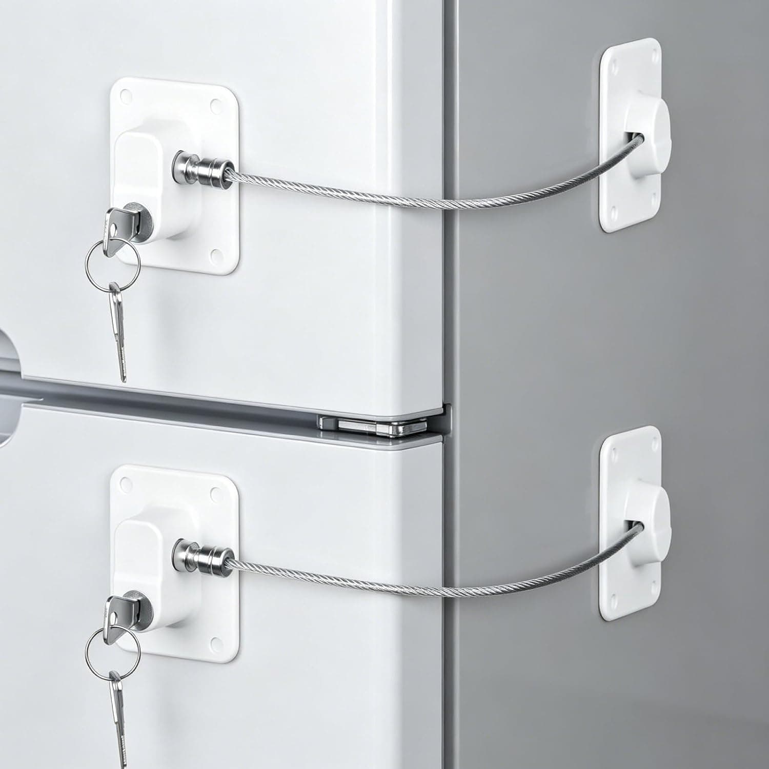 Cerradura Para Puerta De FrigoríFico 2 Piezas Cerraduras Seguridad Bebes Autoadhesivo Con 4 Llaves Candado Frigorifico De NiñOs Blanco Para FrigoríFico, Puerta, Ventana, Armario, Lavadora