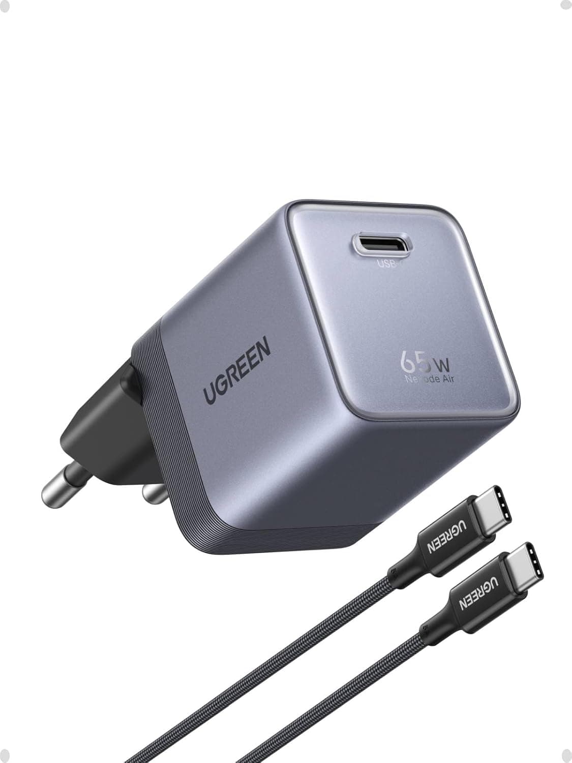 UGREEN Nexode Air 65W Cargador USB C Carga Rápida con Cable USB C (Gray)