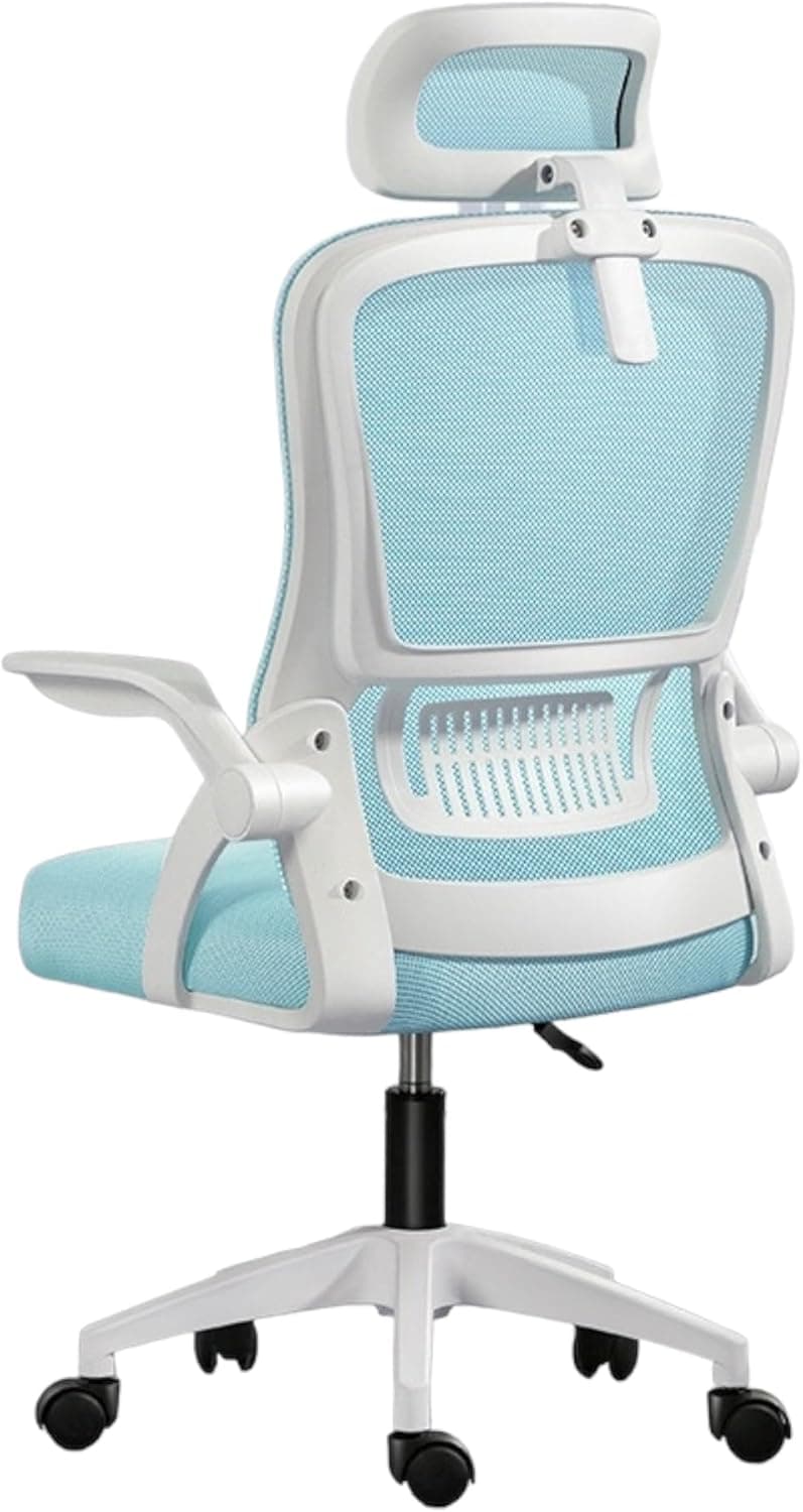 Silla de Oficina, para Gaming, Escritorio Ergonómica con Reposacabezas, Ajustable y con Soporte Lumbar | Respaldo de Malla Transpirable | Reposabrazos Abatibles de 90° | Giratoria 360° (Azul)