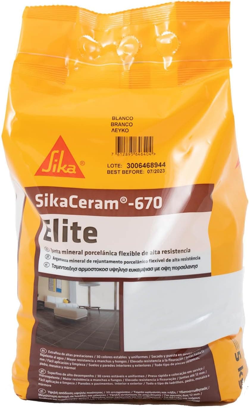 SIKA - Junta porcelánica flexible - SikaCeram-670 Elite - Blanco - 5kg