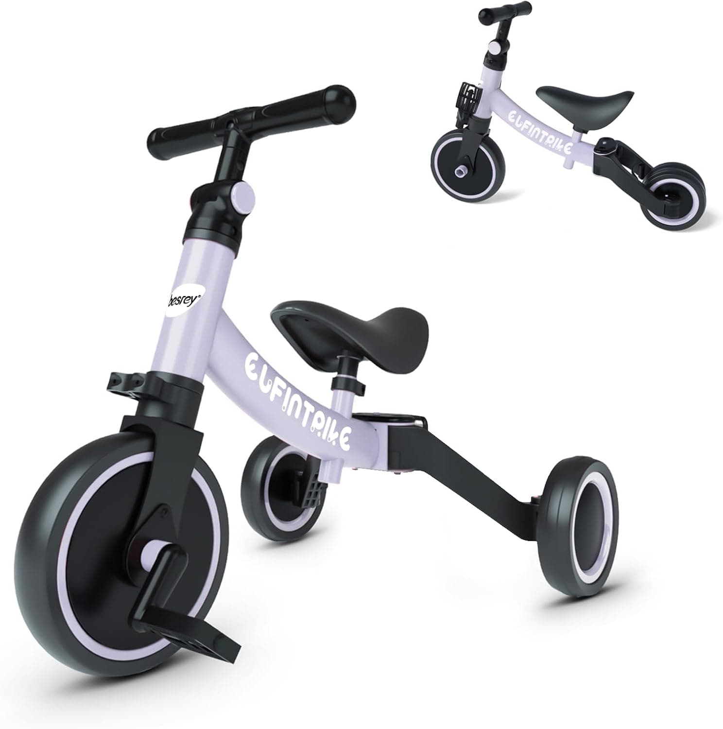 besrey Triciclos para Niños, 5 en 1 Una Bici Multifunción, Adecuado para niños de 1-4 años,Triciclo,Bicicleta,Carro de Equilibrio,Caminante, Altura del Asiento Regulable