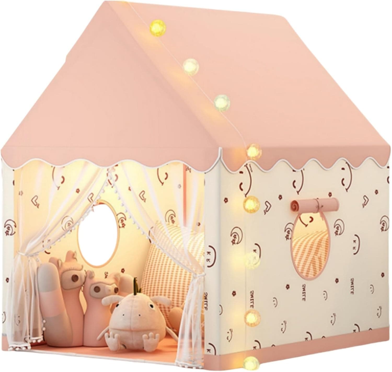 Tienda de campaña Infantil,Casitas Infantiles Tela,Castillo de Princesa para niños y niñas,Casita Infantil de Interior para Jugar, Dormir y Descansar,Rosa