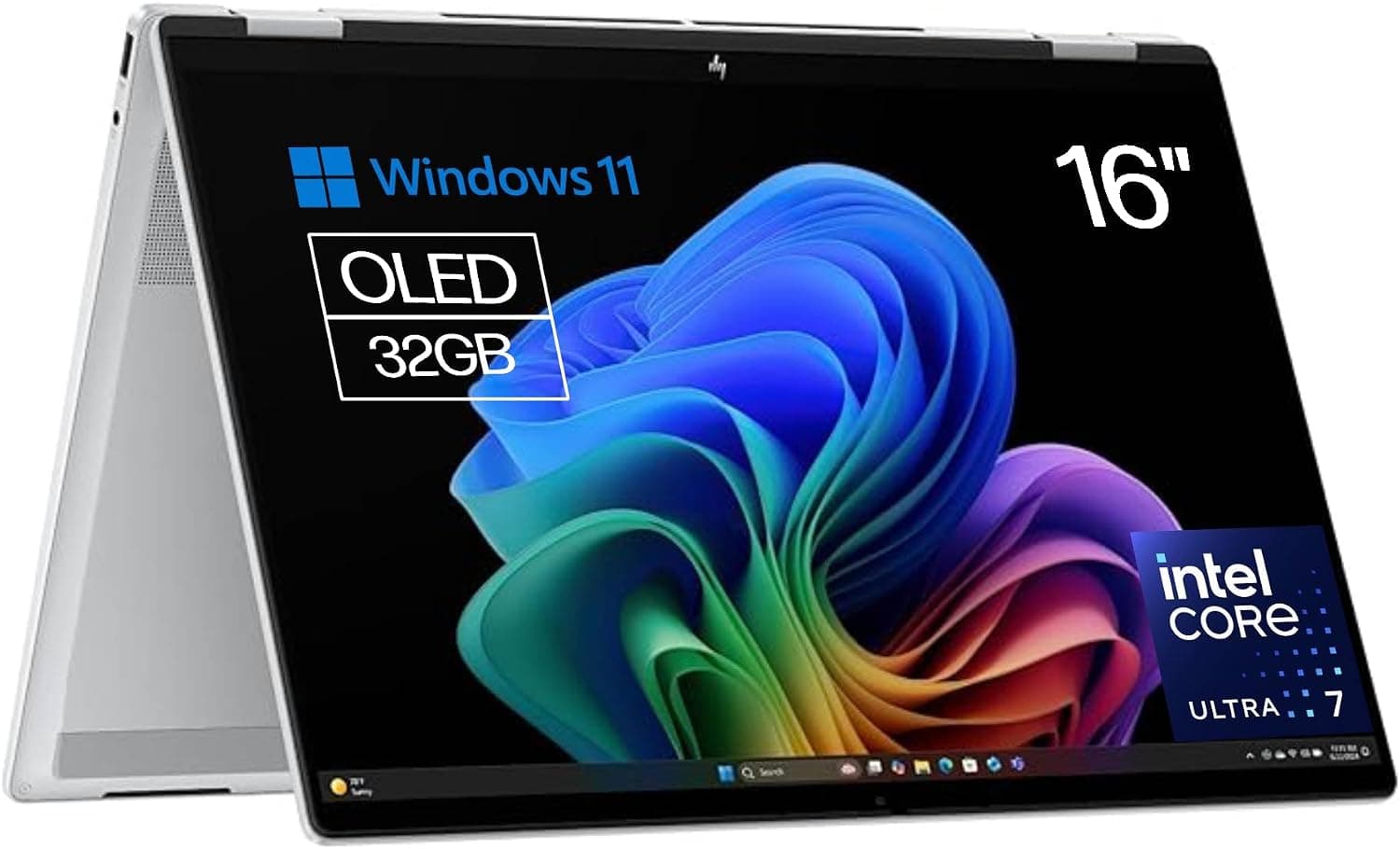 HP Omnibook X Flip - Ordenador portátil Convertible de 16" 3K OLED táctil (Intel Ultra 7-258V EVO, 32GB RAM, 1TB SSD, Intel ARC Graphics, Windows 11 Home, WiFi 7) Silver - Teclado QWERTY Español