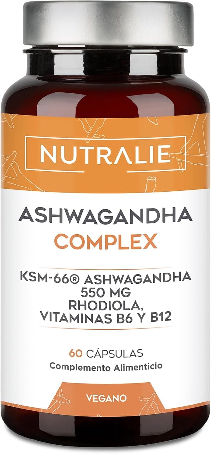 Ashwagandha KSM-66 - Rhodiola Rosea Vit B6 B12 - Ginseng Indio