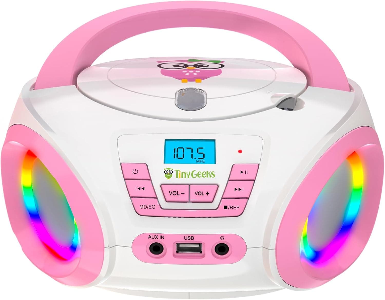 Tunes Reproductor de CD con Radio FM para Niños, Altavoces, USB, AUX