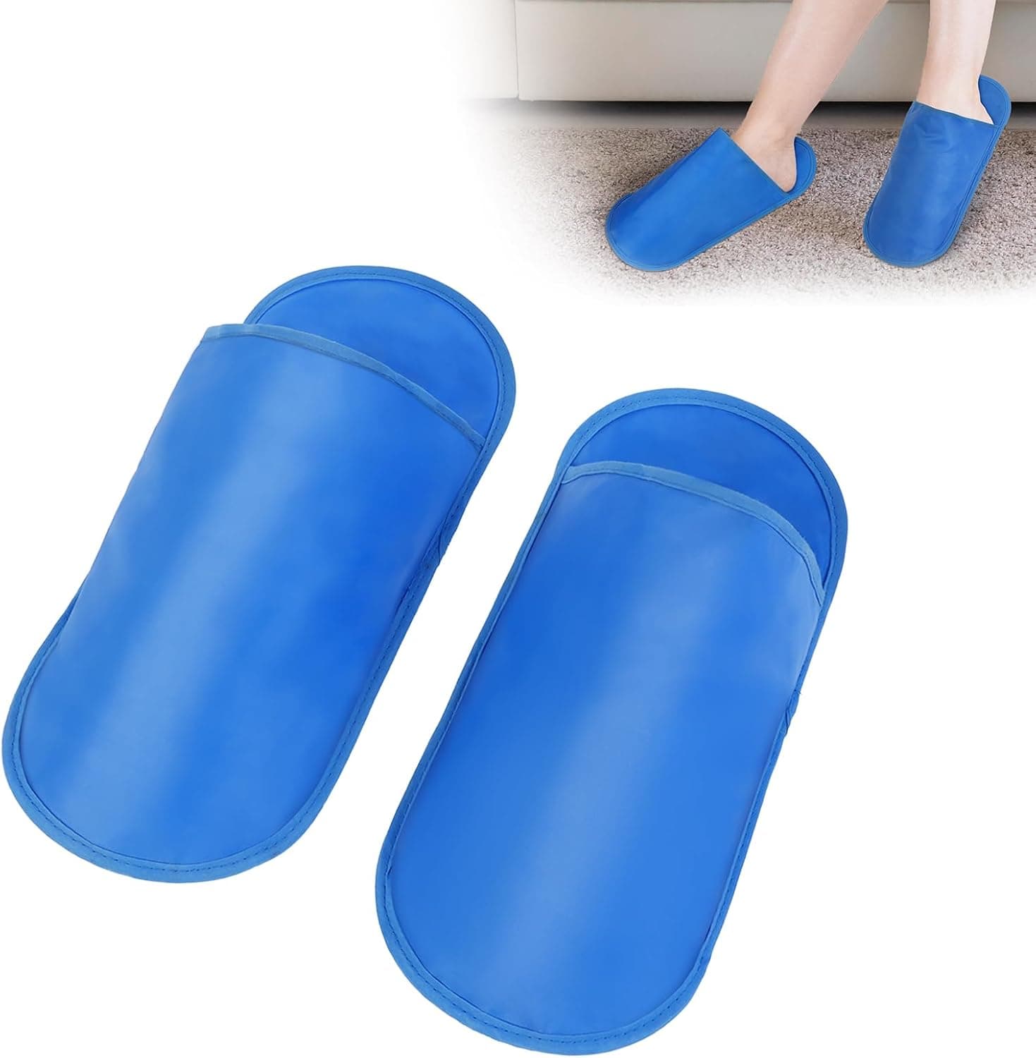 AOOWU Bolsa de Hielo para Pies, Zapatillas de Paquete de Hielo, Calcetín Refrigerante de Gel, Bolsa de Hielo Pie Terapia de Calor Frío, para Quimioterapia, Reumatismo, Dolor de Pie, Fascitis Plantar