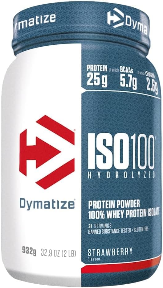 Dymatize ISO 100 Hydrolyzed Strawberry 932g - Hidrolizado de Proteína de Suero Whey + Aislado en Polvo