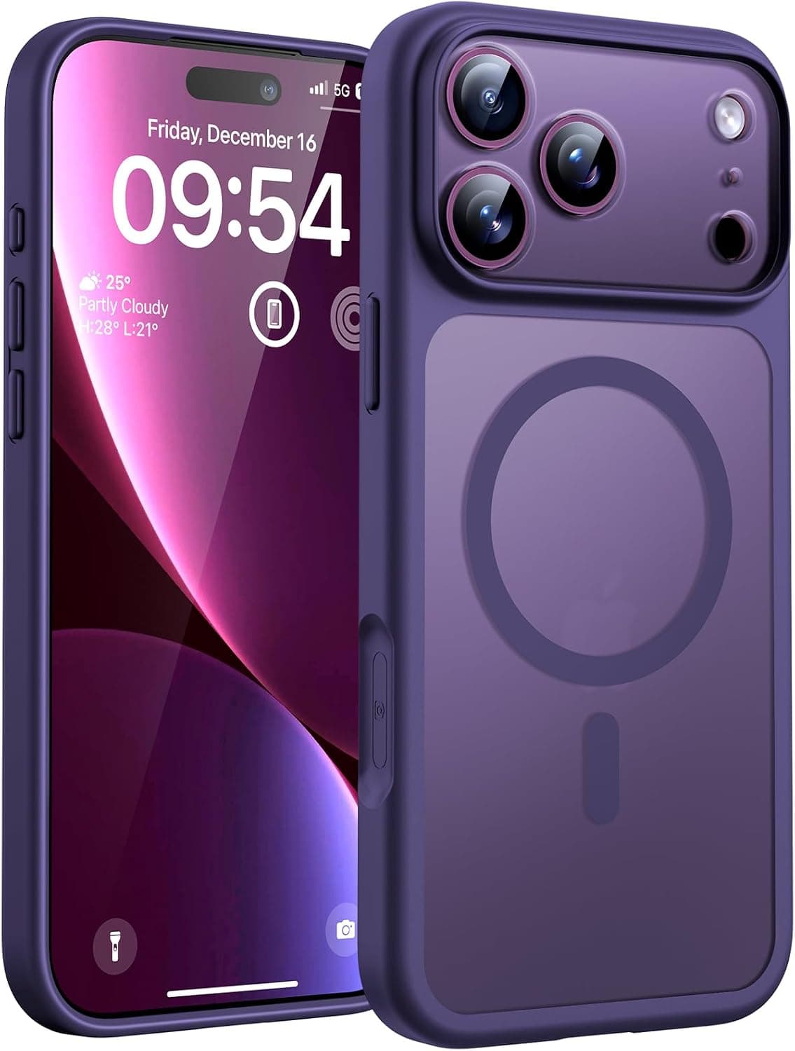 TOCOL Funda para iPhone 18 Pro MAX, Compatible con MagSafe, Morado Oscuro
