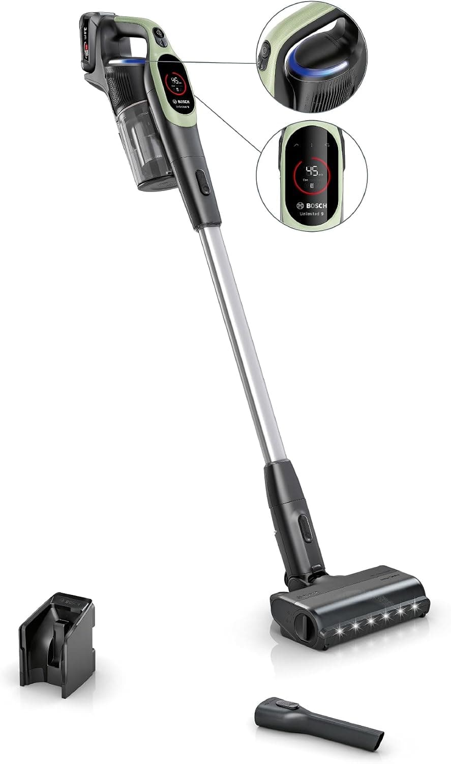 Bosch, Aspirador sin Cable Unlimited 9, Luces LED, Verde, BBS921TBA