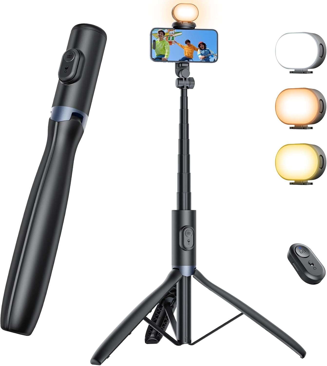 ANXRE 180cm Tripode para Movil con Luz, Control Remoto,NT99 Palo Selfie
