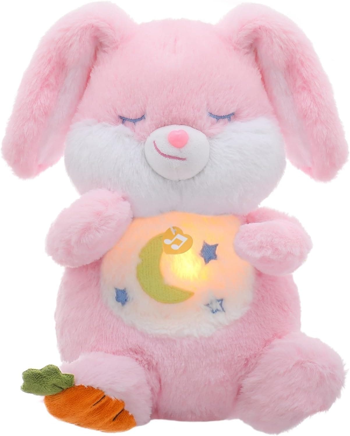 seOSTO Peluche Que Respira con Música y Movimientos Respiratorios, Stitch Que Respira para Bebe Dormir, Regalo Ideal para Bebés Recién Nacidos y Niños (Conejo Rosa)