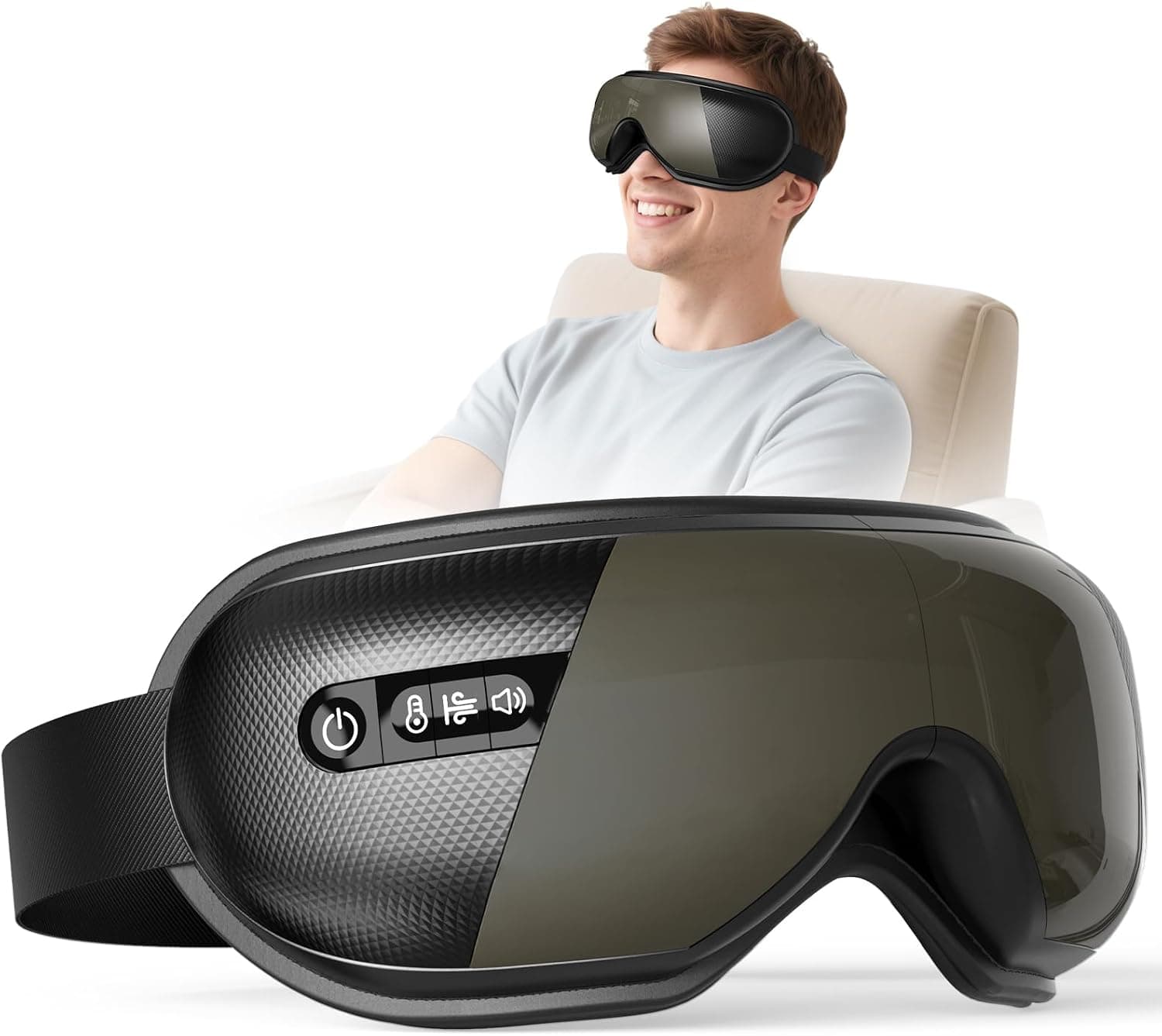 IVJ Masajeador de Ojos Calor Bluetooth Plegable 180° Migraña Regalo Mujer