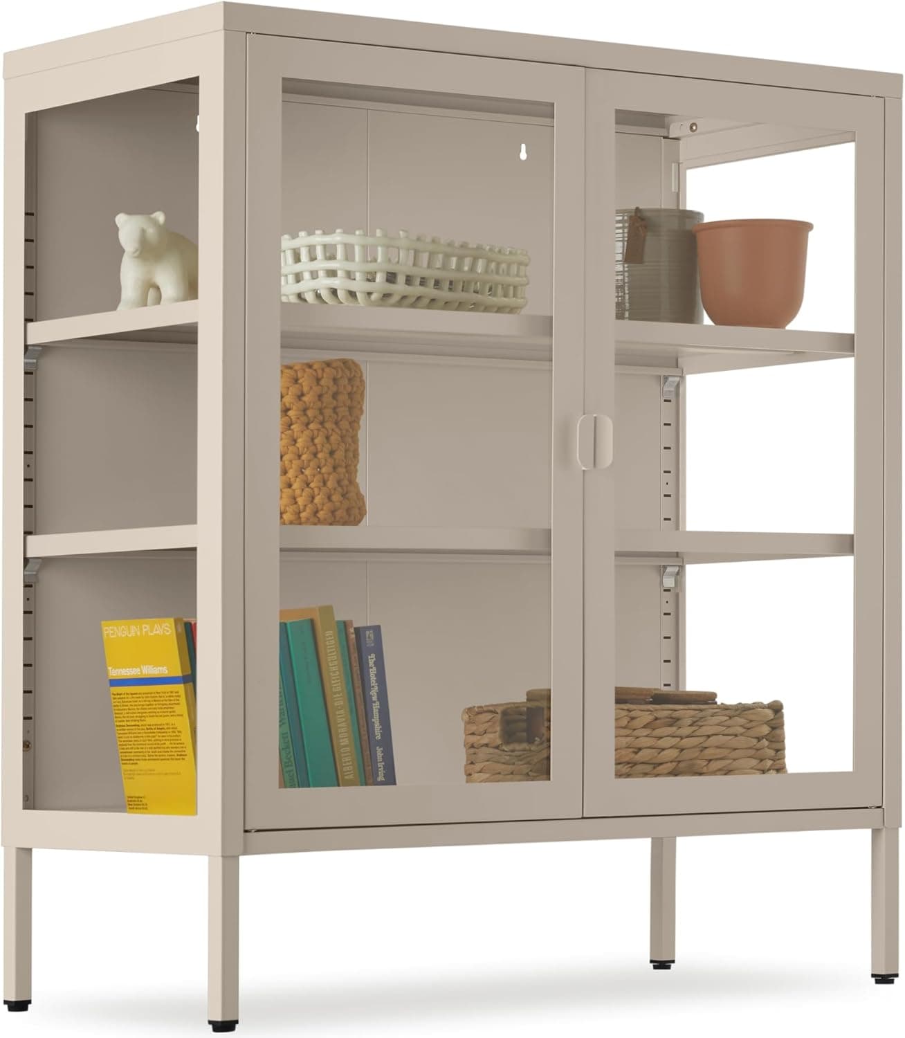 tectake® Vitrina Metálica 80 x 37 x 90,5 cm, 2 Puertas, Cierre Magnético