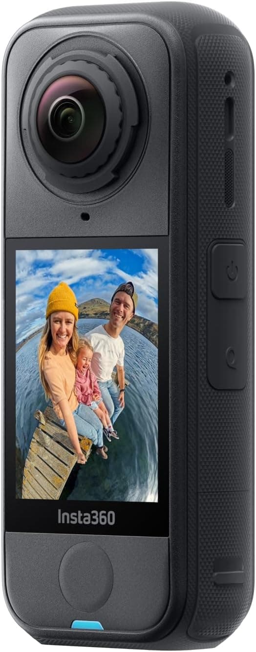 Insta360 X4 Air Black Graphite, Cámara con resolución 8K y 360°, bastón de Selfie Invisible, con protección antiviento integrada, graba Primer y Segundo Plano, Lentes Intercambiables