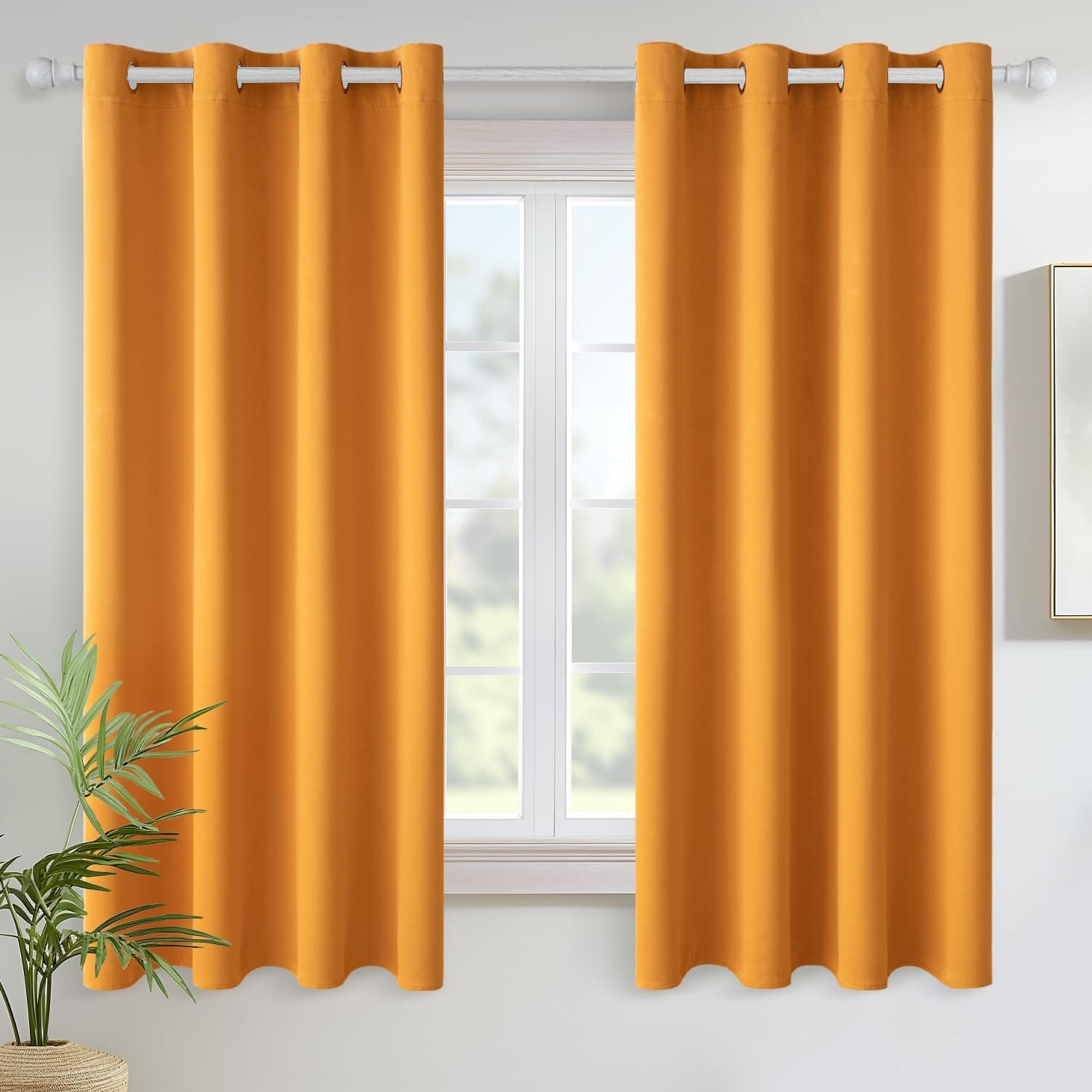 MIULEE Cortinas Cortas Opacas Termicas Ojales Salon Dormitorio 2Pz