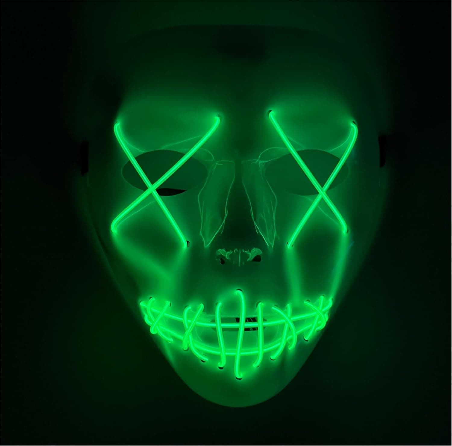 TK Gruppe Timo Klingler Máscara LED de Halloween estilo Purge, iluminación regulable y rostro luminoso – Disfraz para hombres y mujeres para Halloween y carnaval (selección de colores)