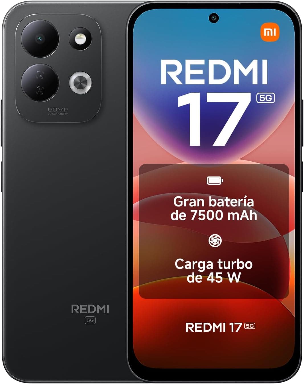 REDMI 17 5G, Smartphone 4+128GB, Negro, batería de 7500mAh, Carga de 45 W