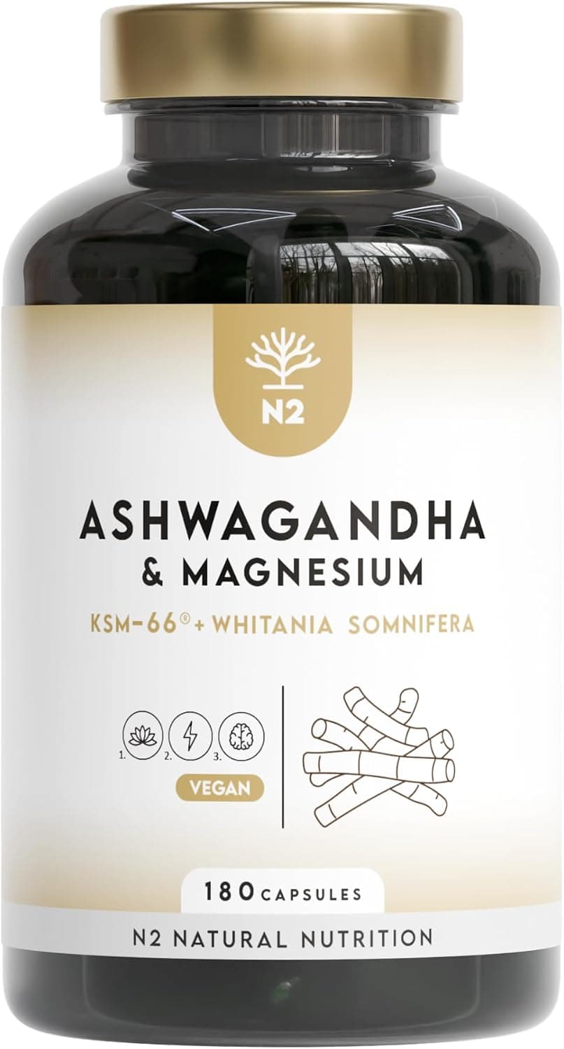 Ashwagandha con Magnesio 7500mg, 1500mg de KSM-66® (15:1), 180 capsulas