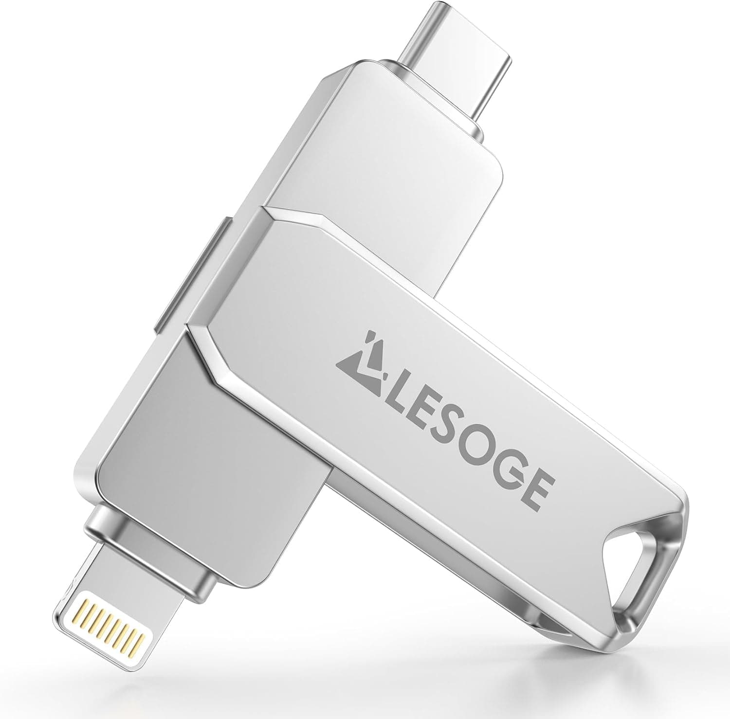 MFi – Memoria USB C 512GB para iPhone y Android, Memoria Externa iPhone 3 en 1, Memoria USB 3.0, pendrive USB-C para Fotos y vídeos (Plata)