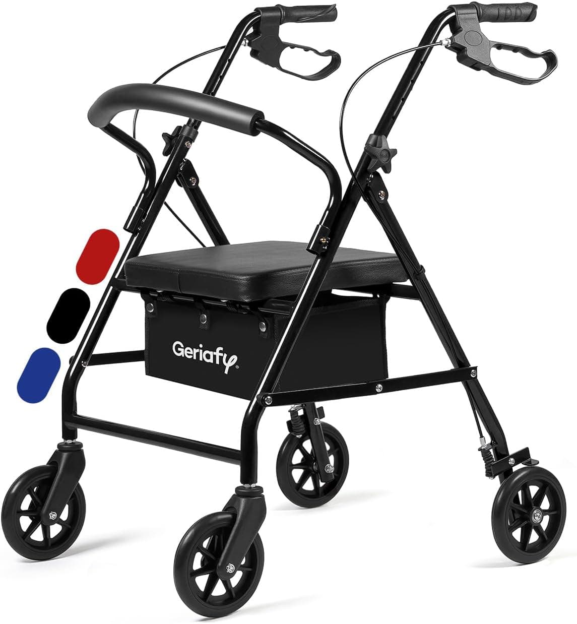 Geriafy Andador para mayores plegable con asiento y frenos Lambda, Negro