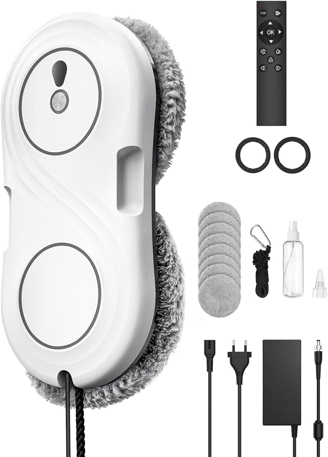 Robot Limpiacristales, Lavado de Ventanas con Doble Boquilla y Potencia de Succión de 7000 Pa, 3 Modos de Limpieza, Limpia Cristales Electrico Ventanas - WD12D