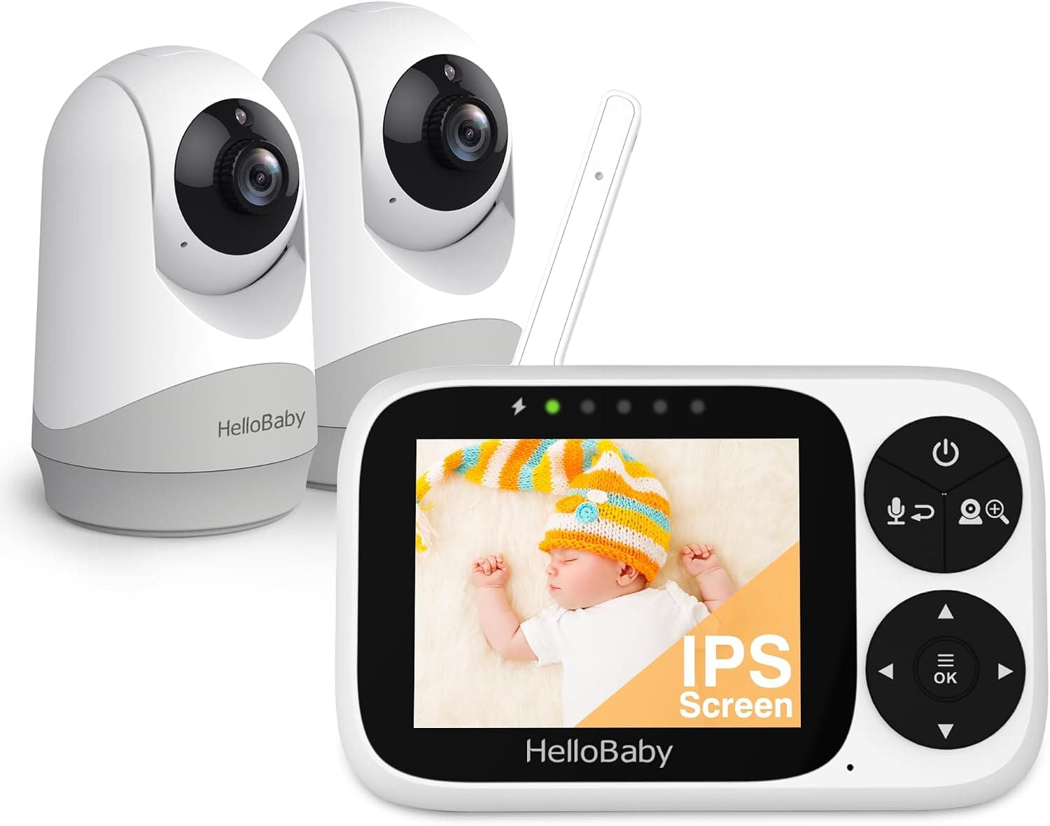 HelloBaby Camara Vigilancia Bebe con 2 Cámaras, Pantalla de 3.2 Pulgadas