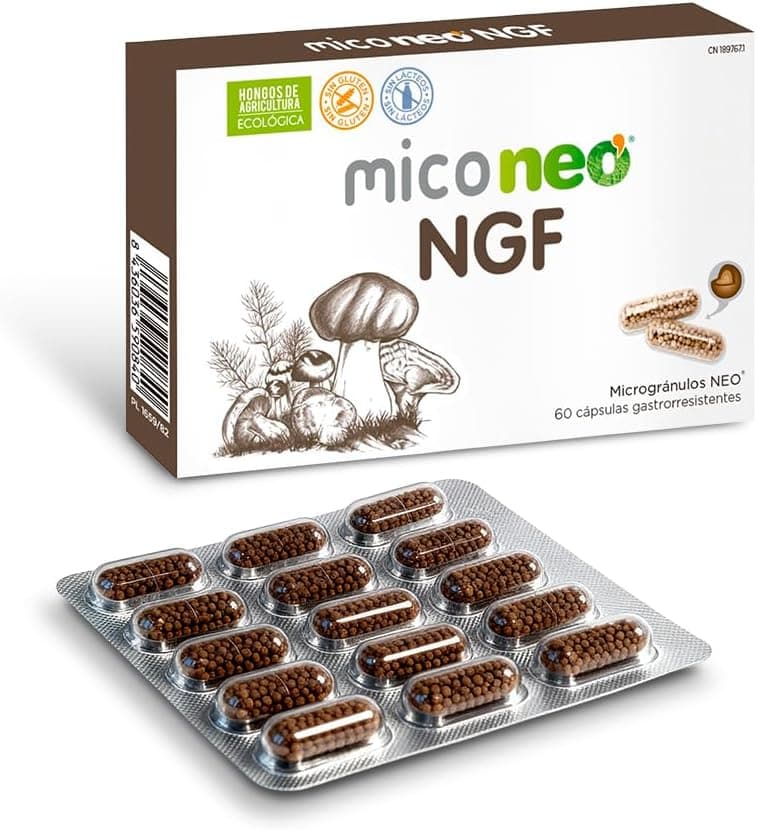 MICO NEO | NGF | 60 Cápsulas | Favorece el Rendimiento Cognitivo | Con Bacopa, Melena de león, Reishi, Cordyceps y Camu-Camu | Hongos de Agricultura Ecológica