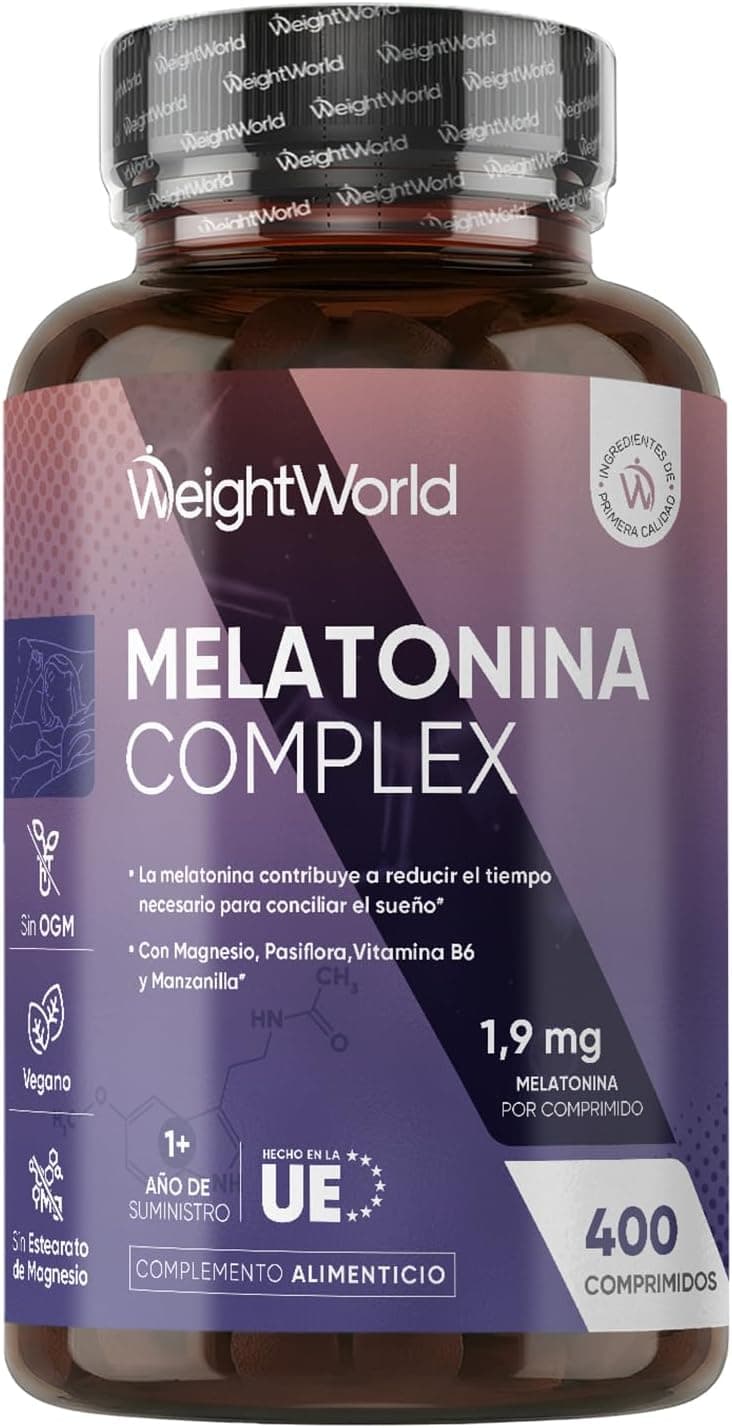 Melatonina 1,9 mg Complex con Magnesio, Vitamina B6, Pasiflora y Manzanilla