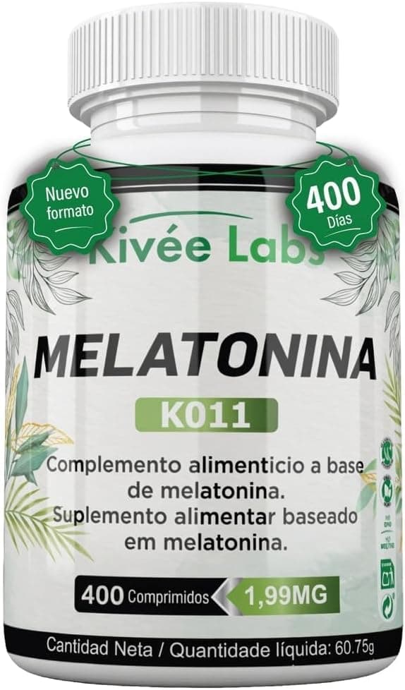 KivéeLabs® 400 Comprimido Melatonina Pura 1,99 mg Suministro +1 Año | Rápida Asimilación | Suministro para +1 año | Ayuda con el insomnio y trastornos del sueño | Vegano sin OMG | Fabricado en España