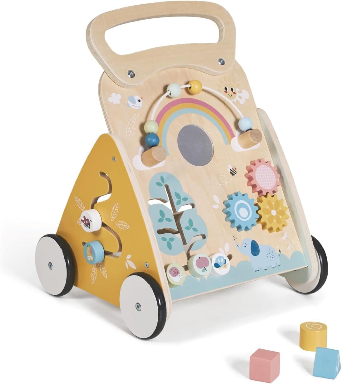 MS BabyWorld – Montessori Mimo – Andador de Madera para Bebé | Correpasillos con Juguetes y Actividades | Para Primeros Pasos | Desde +12 Meses
