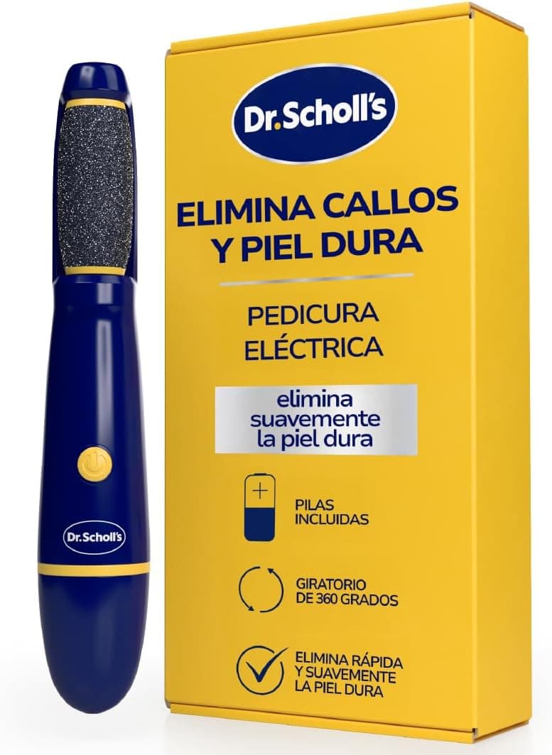 Lima eléctrica para pedicura de Dr. Scholl's: exfolia y elimina durezas y callos al instante. Suaviza los pies en segundos. Pule con suavidad. Ideal para viajes. Incluye pilas AAA