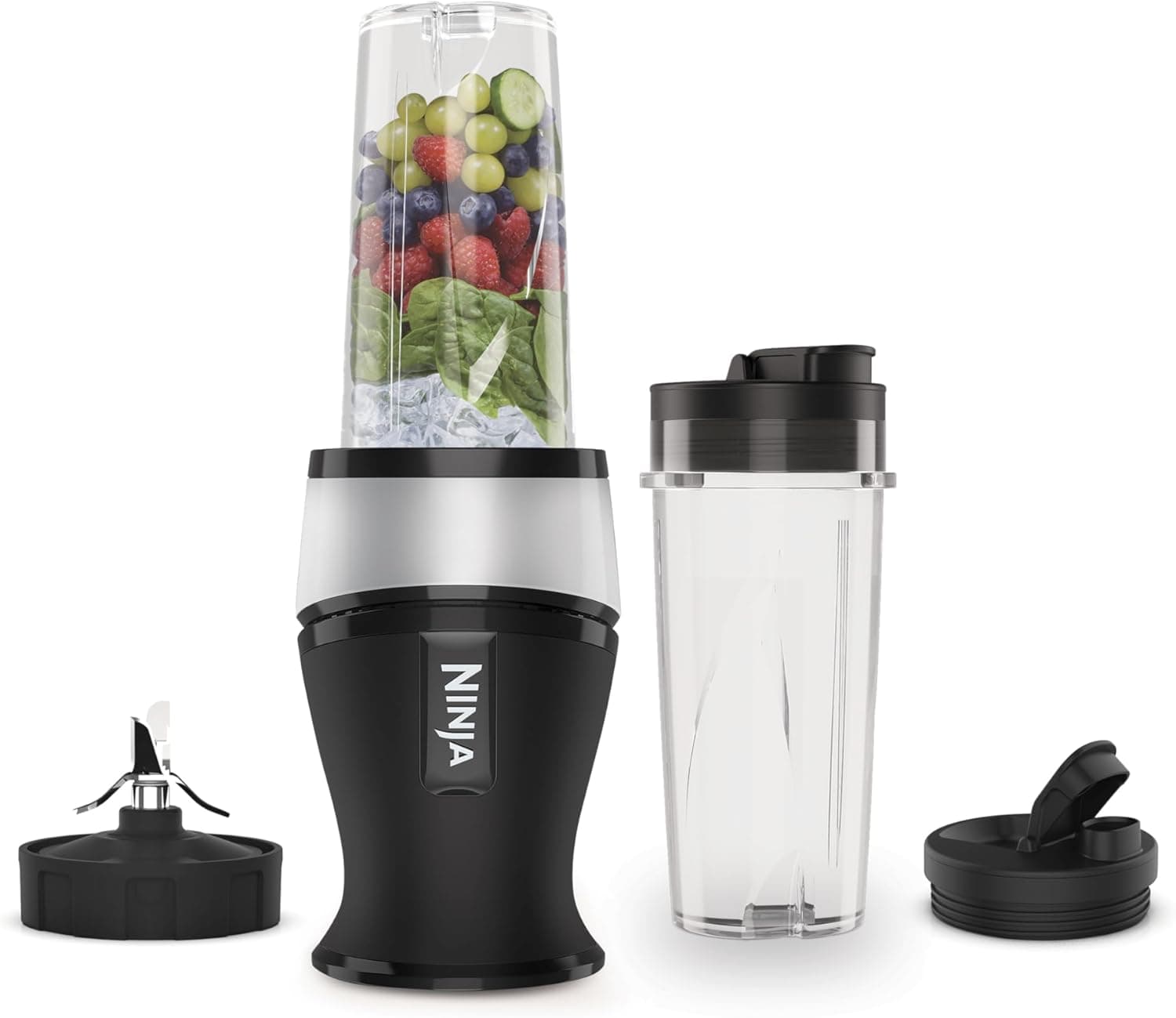 Ninja Slim, Batidora de Vaso para Smoothies, Plateado y Negro