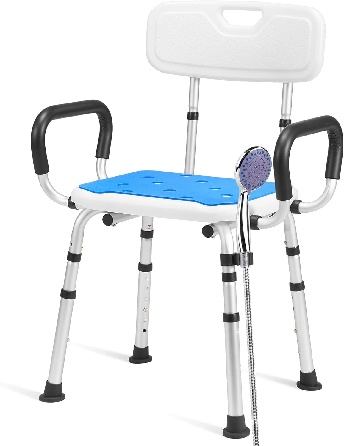 Careboda Silla Ducha con reposabrazos y Respaldo, 136kg, Regulable